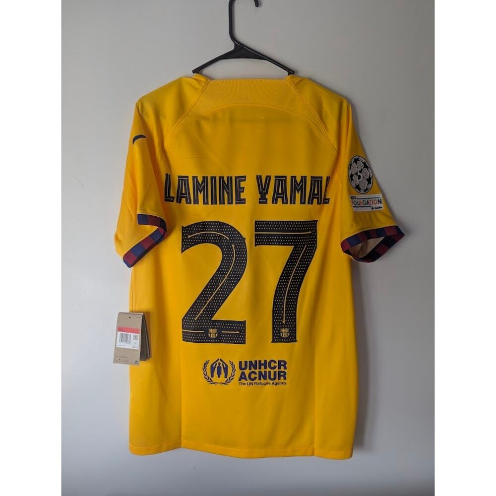 Barcelona Yamal 2023/24 Fourth Jersey Large Authentic UCL Fully Patched NWT